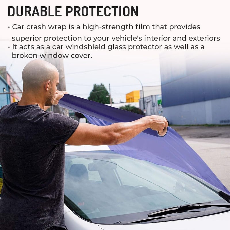 HITECH Collision Crash Wrap 36" x100' – Heavy-Duty 3 MIL Automotive Wrap with Adhesive – Car Glass & Window Protection Film – Clean Removal – Weatherproof Barrier - Image 4